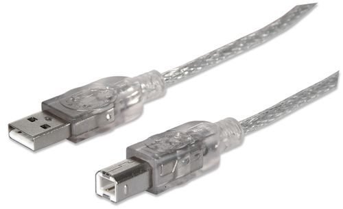 KABEL MANHATTAN  USB A-B M/M 5,0m USB2.0 Hi-Speed srebrny 345408 na Arena.pl