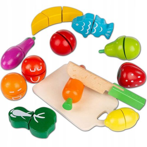 DREWNIANE WARZYWA I OWOCE ZESTAW DO KROJENIA ZESTAW PRZENOŚNY DO ZABAWY XXL na Arena.pl