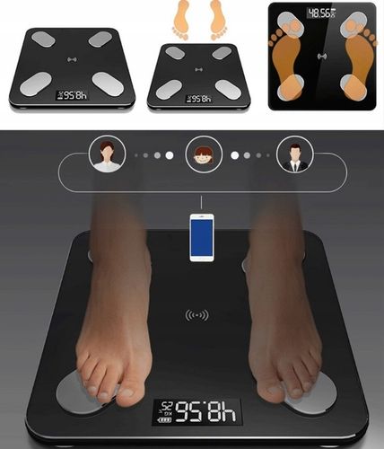 ANALITYCZNA WAGA ŁAZIENKOWA SMART 26w1 BMI+STOLNICA SILIKONOWA 40x50 na Arena.pl