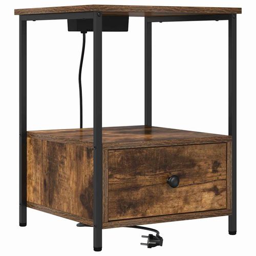 Nocna szafka z stacją ładującą z szufladą Wędzony dąb na Arena.pl