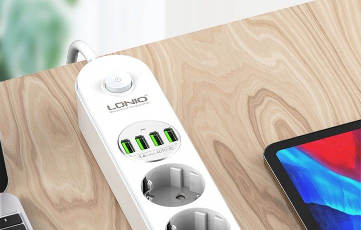LDNIO LISTWA ZASILAJĄCA PRZEDŁUŻACZ 4 GNIAZDAMI AC 4 PORTY USB Z KABLEM 2M zdjęcie 8