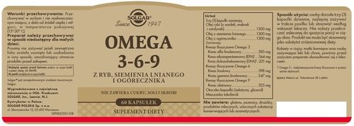Solgar OMEGA 3-6-9 60 kapsułek na Arena.pl