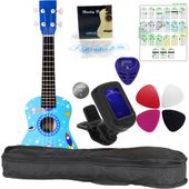 Ukulele sopranowe Rakiety Pokrowiec Struny Kostki Stroik Akordy ZESTAW