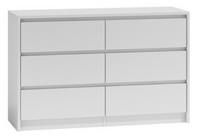 Nowoczesna Komoda 6 Szuflad 120 cm Biała KARGO TS - 3 Kolory