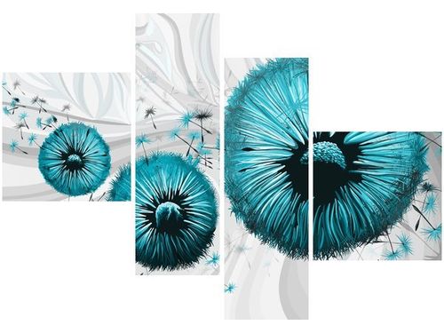 100 70CM OBRAZ 4 ELEM TURKUSOWE DMUCHAWCE 2 DRUK PŁÓTNO RAMA na Arena.pl