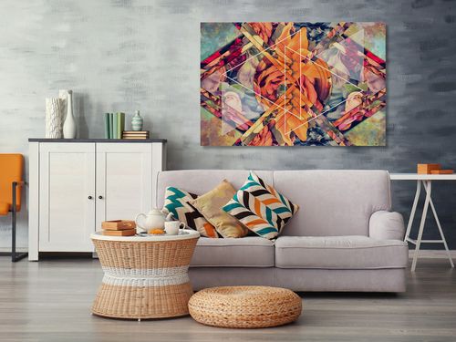 50501 Obraz na płótnie KWIAT RETRO GEOMETRYCZNY na Arena.pl