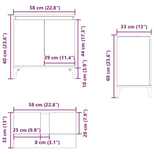 Szafka pod umywalkę, przydymiony dąb, 58x33x60 cm na Arena.pl