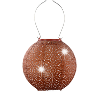 Miedziany lampion solarny 20 cm Round LED dekoracja do ogrodu i tarasu