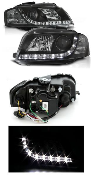 Lampy Reflektory AUDI A3 8P 03-08 DAYLIGHT BLACK zdjęcie 2