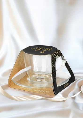 Filiżanki szklane DUŻE Luna 320ml + Spodek komplet 6szt na kawę latte na Arena.pl