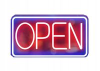 SZYLD NEON LED NAPIS OPEN DO SKLEPU KAWIARNI LOKALU BARU USB ZAWIESZKI