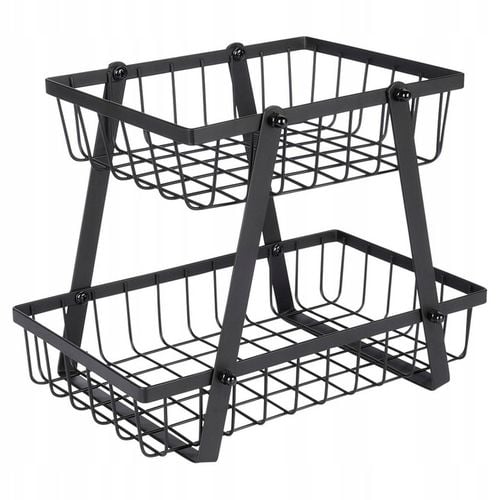 Koszyk DWUPOZIOMOWY 2 piętrowy na owoce warzywa metalowy czarny patera na Arena.pl