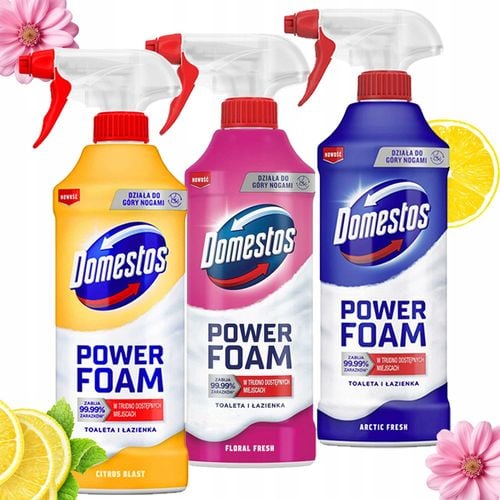 zestaw 3 x domestos power foam piana do mycia toalety i łazienki 435ml na Arena.pl