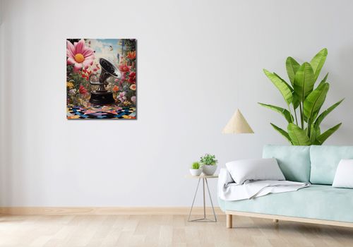 Obraz 60x70cm Gramofon w Kwiatach na Arena.pl
