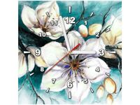 30X30CM ZEGAR OBRAZ CHERRY TREE KWIATY WIŚNI TURKUS OBRAZ MALOWANE