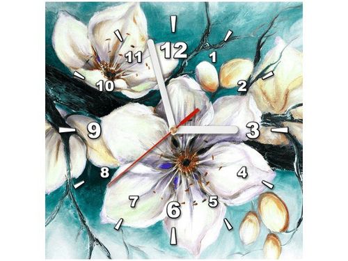 30X30CM ZEGAR OBRAZ CHERRY TREE KWIATY WIŚNI TURKUS OBRAZ MALOWANE na Arena.pl
