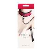 Różowa Obroża ze Smyczą SINFUL COLLAR PINK