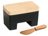 Zestaw inteligentna maselniczka czarna wodna z nożykiem maselnica z