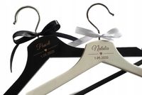 Komplet wieszaków wieszaki ślubne z IMIONAMI Pary Młodej i DATĄ ślubu