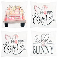 Poszewki Wielkanocne Aksamitne 45X45 Cm 4 Szt Zajączki Dekoracyjne