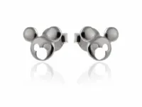 DELIKATNE RODOWANE SREBRNE KOLCZYKI WKRĘTKI GŁADKIE MYSZKI MYSZY MOUSE