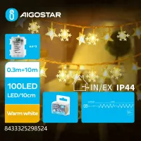 Lampki choinkowe 100 LED gwiazdy i śnieżynki 10 m na 3 baterie AA o ciepłej barwie dla przytulnego klimatu
