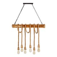 Vint lampa wisząca drewniany 6x40W E27