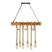 Vint lampa wisząca drewniany 6x40W E27