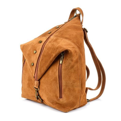 VERA PELLE plecak damski zamszowy elegancki z ćwiekami V409 c.fioletowy na Arena.pl