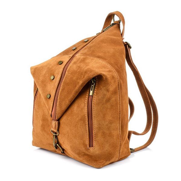 VERA PELLE plecak damski zamszowy elegancki z ćwiekami V409 c.fioletowy zdjęcie 4