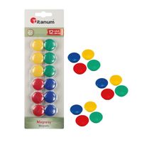 zestaw magnesów okrągłych 22mm 4 kolory 12 sztuk titanum