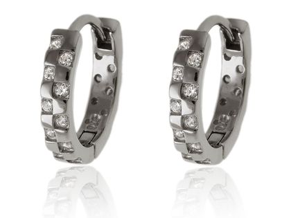 Eleganckie srebrne kolczyki klasyczne kółka circle ring białe cyrkonie srebro 925 K2862
