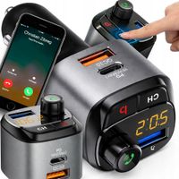 Transmiter Samochodowy FM Ładowarka 36W QC 3.0 Typ C Bluetooth