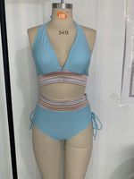 STRÓJ KĄPIELOWY DWUCZĘŚCIOWY KOSTIUM WYSOKI STAN BOHO BIKINI WIĄZANIE