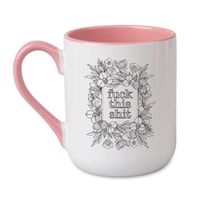 KUBEK "FUCK THIS SHIT" Wzór - Elegant Coffee Różowy 330 ml