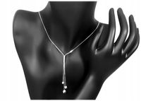 SREBRNY NASZYJNIK ŁAŃCUSZEK KULKI SREBRO PRÓBY 925 DIAMENTOWANE