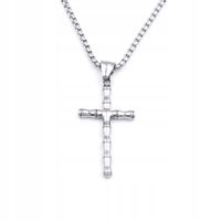 NASZYJNIK Srebrny Łańcuch Stal KRZYŻYK 364