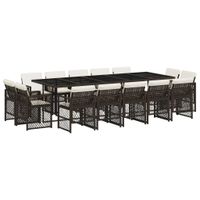 15-cz. zestaw mebli ogrodowych z poduszkami, brązowy, rattan PE