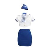 Stewardess Costume - S/M - Blue/White