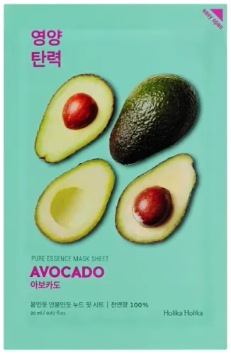Pure Essence Mask Sheet - Avocado 23ml - nawilżająca i przywracająca elastyczność maska w płachcie z ekstraktem z awokado - Holika Holika na Arena.pl