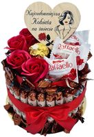 Tort ze Słodyczy Kosz Prezentowy Zestaw Prezent na Urodziny Imieniny 18 30