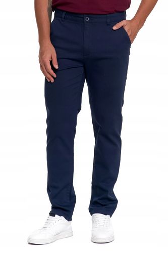 SPODNIE MĘSKIE Eleganckie Granatowe Chinosy Nogawka Prosta Modne MORAJ r.30 na Arena.pl