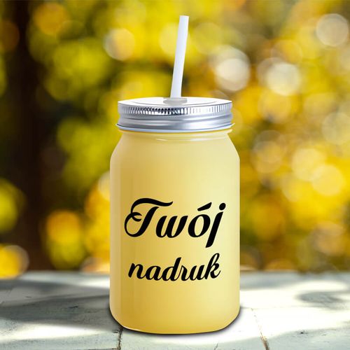 Szklanka Mason Jar z Twoim nadrukiem - żółta na Arena.pl