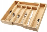 WKŁAD ORGANIZER POJEMNIK DO SZUFLADY KUCHENNEJ NA SZTUĆCE ROZSUWANY BAMBUS