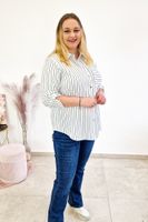 Biała Elegancka Koszula Damska w Paski 48