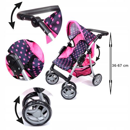 WÓZEK DLA LALEK spacerowy DUŻA spacerówka Doris składany regulowana rączka na Arena.pl