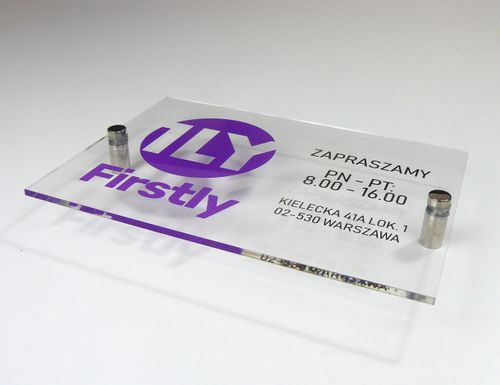 tabliczka szyld z plexi firmowa informacyjna z nadrukiem UV format A5 na Arena.pl