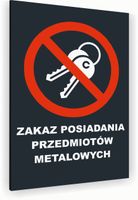 Tabliczka znak informacyjny 20x15 Antracyt ZAKAZ NOSZENIA METALU Dibond