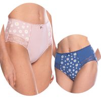 2x LAMA MAJTKI DAMSKIE Z WYSOKIM STANEM BAWEŁNIANE Z KORONKĄ r. M