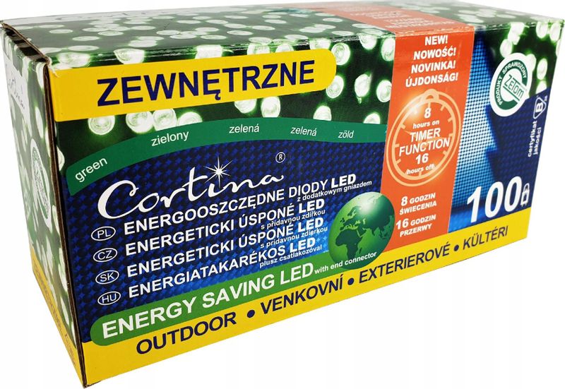 LAMPKI CHOINKOWE 100LED ZEW/WEW+TIMER+ZŁĄCZE ATEST zdjęcie 8